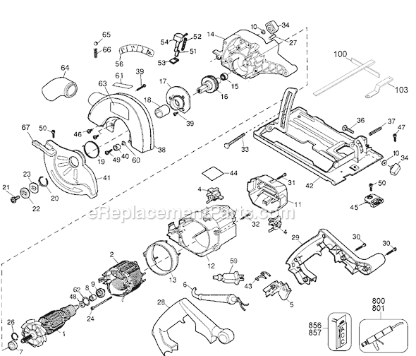 Page A Diagram and Parts List for BD3150 Type 1 Black and Decker Circular Saw
